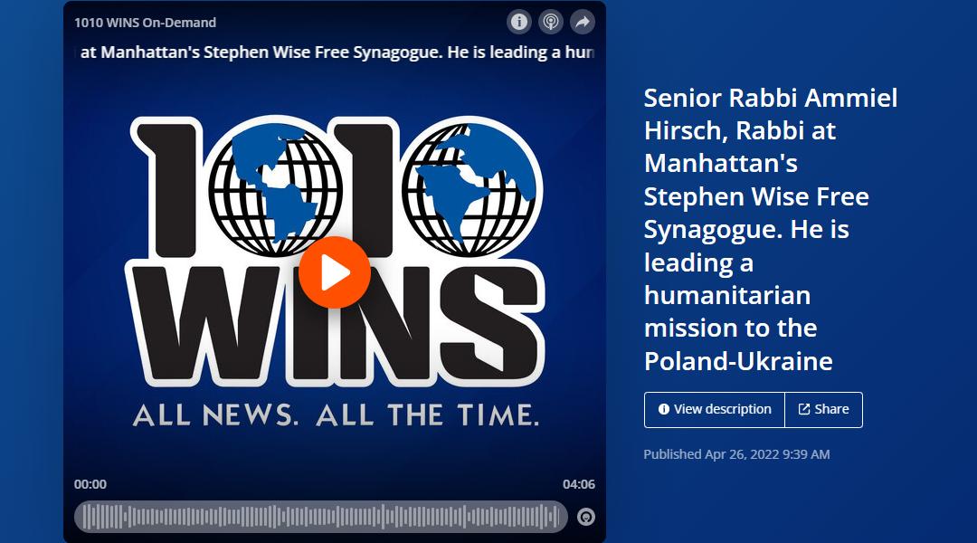 Hear Rabbi Hirsch of Stephen Wise Free Synagogue Interview on 1010WINS